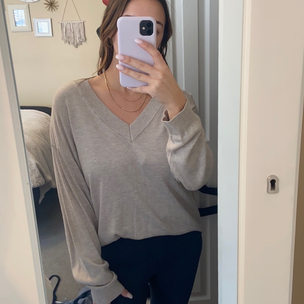 Tan V Neck Sweater